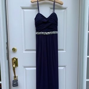 Macy's Navy Blue Strapless Prom Dress